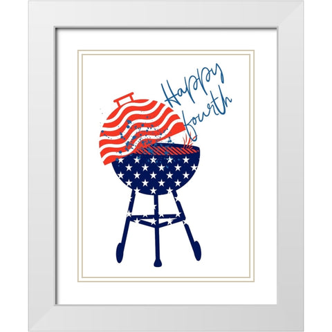 Grill On America White Modern Wood Framed Art Print with Double Matting by Phillip, Jamie