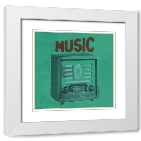 Retro Music White Modern Wood Framed Art Print with Double Matting by Phillip, Jamie