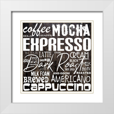 Coffee Language White Modern Wood Framed Art Print with Double Matting by Phillip, Jamie