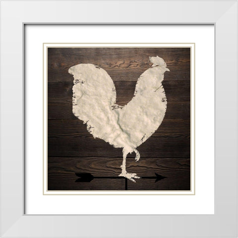 Rooster White Modern Wood Framed Art Print with Double Matting by Phillip, Jamie