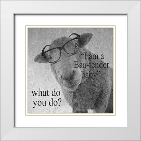Baa-Tender White Modern Wood Framed Art Print with Double Matting by Phillip, Jamie