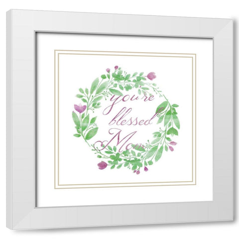 Blessed Mom White Modern Wood Framed Art Print with Double Matting by Phillip, Jamie
