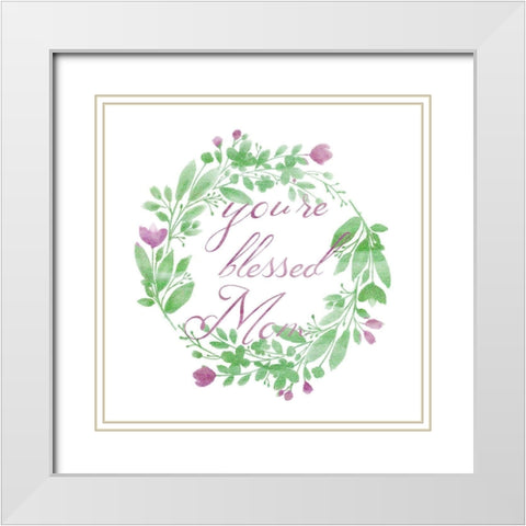 Blessed Mom White Modern Wood Framed Art Print with Double Matting by Phillip, Jamie