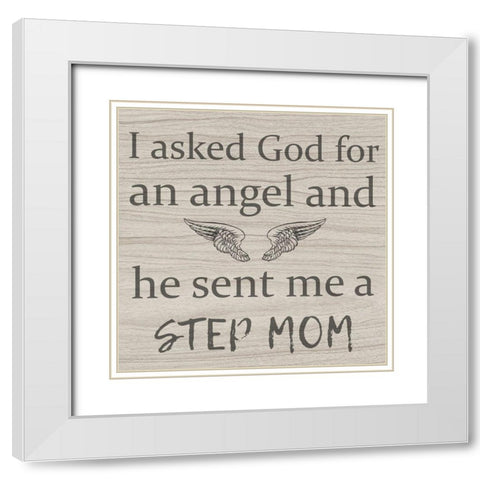 Angel Mom White Modern Wood Framed Art Print with Double Matting by Phillip, Jamie
