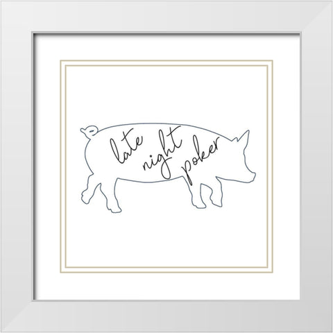Pig White Modern Wood Framed Art Print with Double Matting by Phillip, Jamie