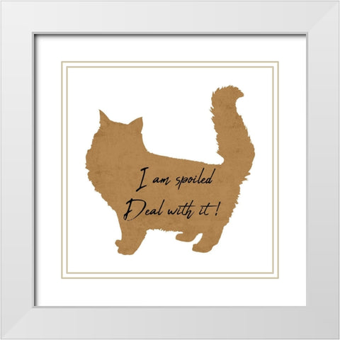 Spoiled Cat White Modern Wood Framed Art Print with Double Matting by Phillip, Jamie