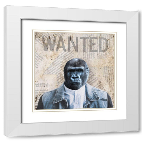 Wanted White Modern Wood Framed Art Print with Double Matting by Phillip, Jamie