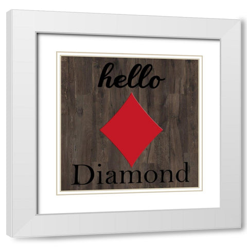 Playing Card Diamond White Modern Wood Framed Art Print with Double Matting by Phillip, Jamie