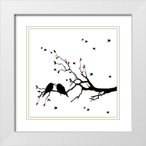 Birdy Love White Modern Wood Framed Art Print with Double Matting by Phillip, Jamie