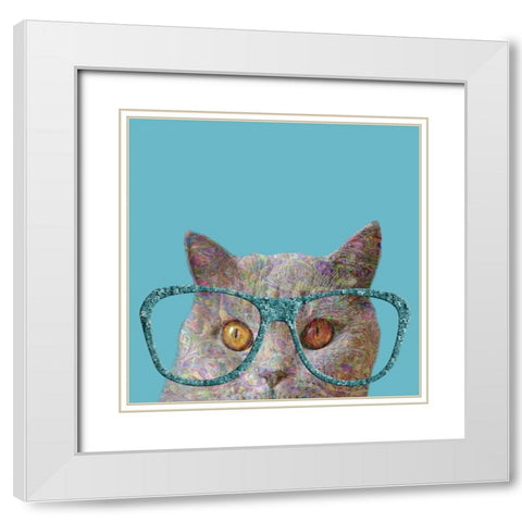 Cat Lady White Modern Wood Framed Art Print with Double Matting by Phillip, Jamie