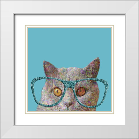 Cat Lady White Modern Wood Framed Art Print with Double Matting by Phillip, Jamie