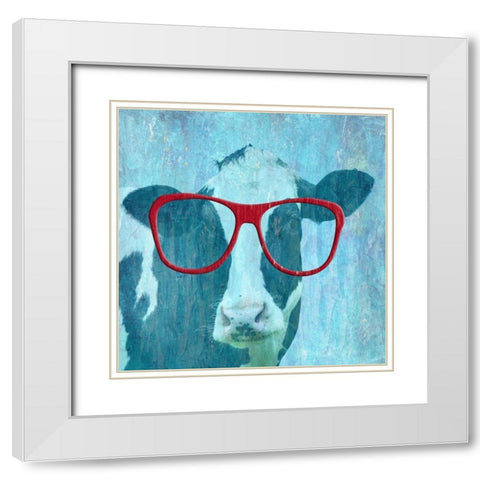 Daisy Cow 2 White Modern Wood Framed Art Print with Double Matting by Phillip, Jamie