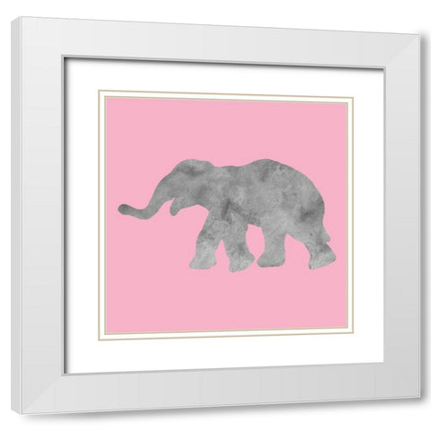 Baby Elephant White Modern Wood Framed Art Print with Double Matting by Phillip, Jamie