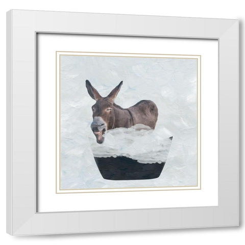 Donkey Shower White Modern Wood Framed Art Print with Double Matting by Phillip, Jamie