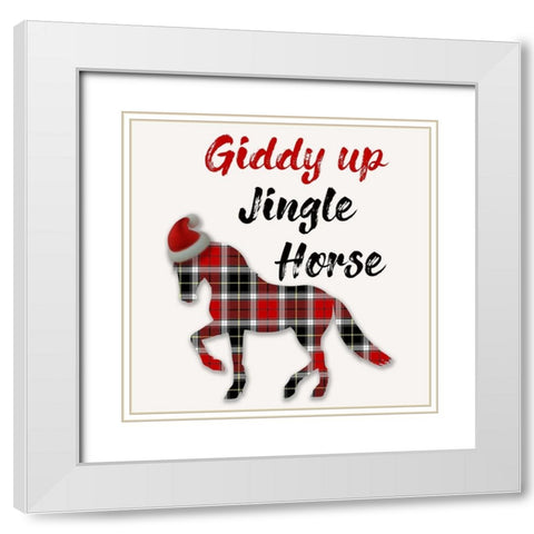 Christmas Horse White Modern Wood Framed Art Print with Double Matting by Phillip, Jamie
