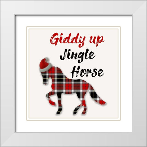 Christmas Horse White Modern Wood Framed Art Print with Double Matting by Phillip, Jamie