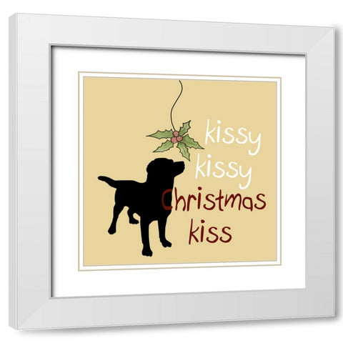 Christmas Dog White Modern Wood Framed Art Print with Double Matting by Phillip, Jamie