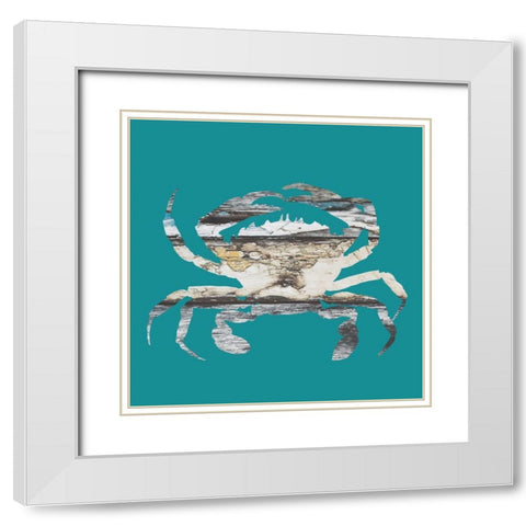 Blue Crab White Modern Wood Framed Art Print with Double Matting by Phillip, Jamie