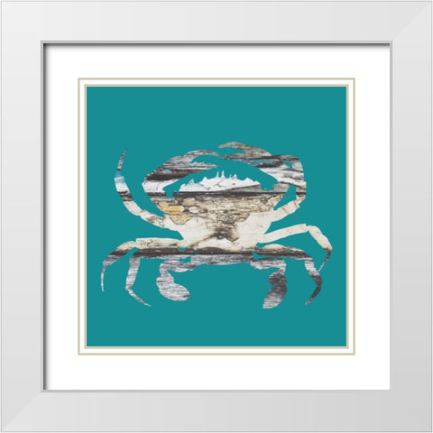 Blue Crab White Modern Wood Framed Art Print with Double Matting by Phillip, Jamie