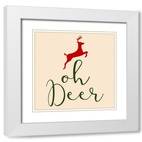 Oh Deer White Modern Wood Framed Art Print with Double Matting by Phillip, Jamie