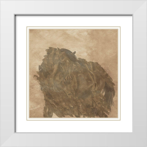 Horse Play White Modern Wood Framed Art Print with Double Matting by Phillip, Jamie