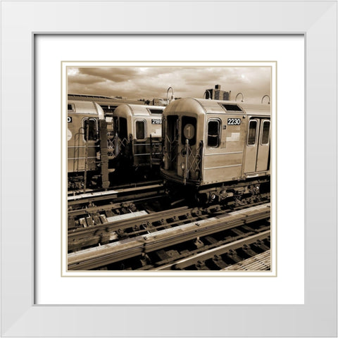 Bronx Trains White Modern Wood Framed Art Print with Double Matting by Phillip, Jamie