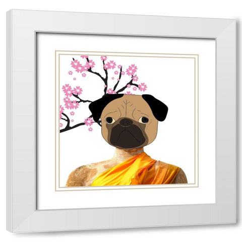 Dog Monk White Modern Wood Framed Art Print with Double Matting by Phillip, Jamie