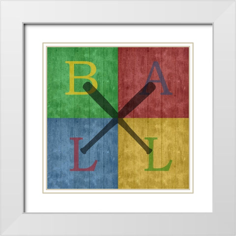 Baseball 4 White Modern Wood Framed Art Print with Double Matting by Phillip, Jamie