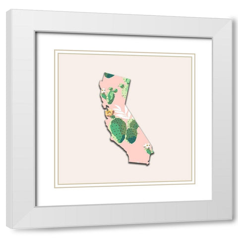 California Map White Modern Wood Framed Art Print with Double Matting by Phillip, Jamie