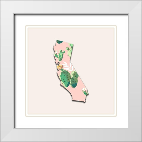 California Map White Modern Wood Framed Art Print with Double Matting by Phillip, Jamie