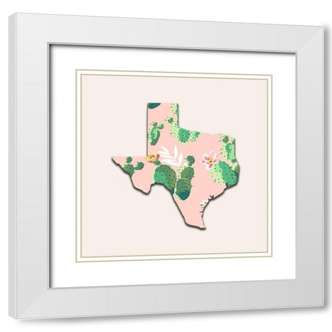 Texas Map White Modern Wood Framed Art Print with Double Matting by Phillip, Jamie