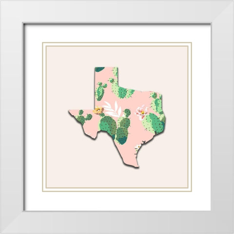 Texas Map White Modern Wood Framed Art Print with Double Matting by Phillip, Jamie