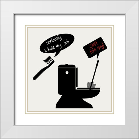 Toilet Talk 2 White Modern Wood Framed Art Print with Double Matting by Phillip, Jamie
