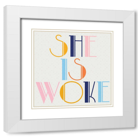 Woke 1 White Modern Wood Framed Art Print with Double Matting by Phillip, Jamie