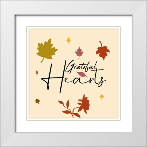 Grateful Hearts White Modern Wood Framed Art Print with Double Matting by Phillip, Jamie