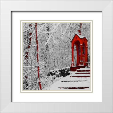 Red Winter White Modern Wood Framed Art Print with Double Matting by Phillip, Jamie