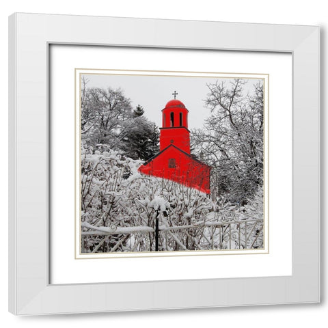 Red Winter 2 White Modern Wood Framed Art Print with Double Matting by Phillip, Jamie