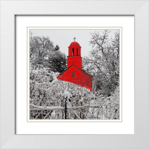 Red Winter 2 White Modern Wood Framed Art Print with Double Matting by Phillip, Jamie