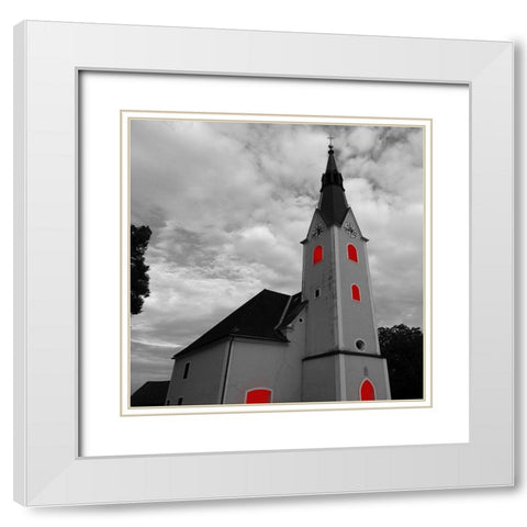 Red Winter 3 White Modern Wood Framed Art Print with Double Matting by Phillip, Jamie