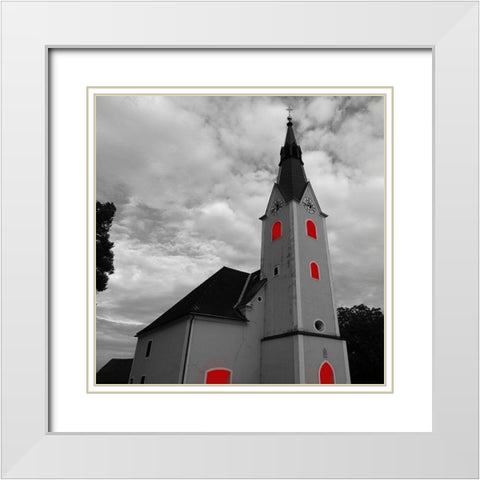 Red Winter 3 White Modern Wood Framed Art Print with Double Matting by Phillip, Jamie