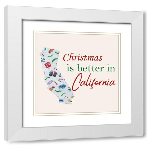 California Christmas White Modern Wood Framed Art Print with Double Matting by Phillip, Jamie