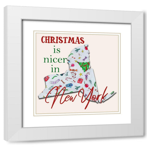 New York Christmas White Modern Wood Framed Art Print with Double Matting by Phillip, Jamie