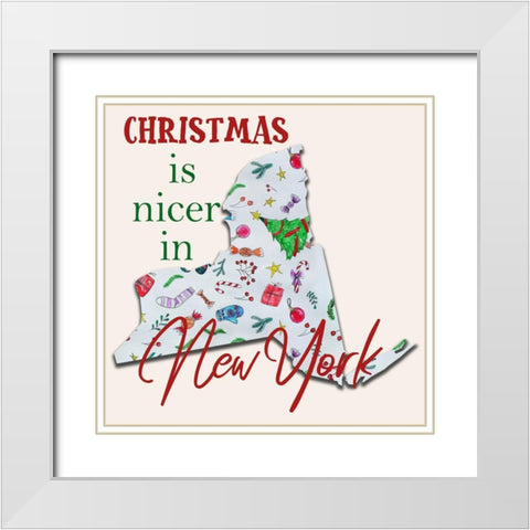 New York Christmas White Modern Wood Framed Art Print with Double Matting by Phillip, Jamie
