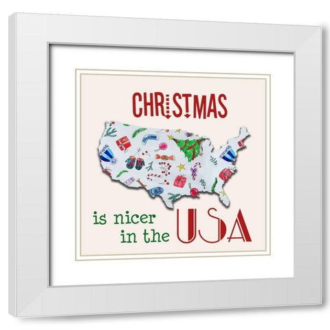 USA Christmas White Modern Wood Framed Art Print with Double Matting by Phillip, Jamie