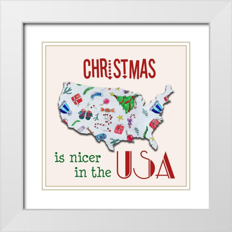 USA Christmas White Modern Wood Framed Art Print with Double Matting by Phillip, Jamie
