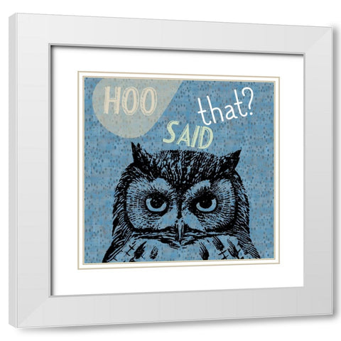 Owl White Modern Wood Framed Art Print with Double Matting by Phillip, Jamie