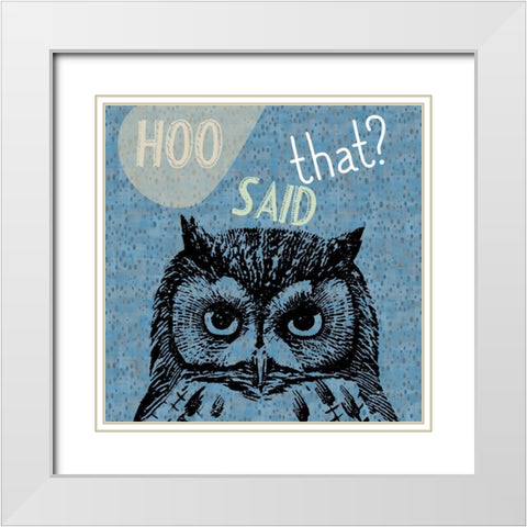Owl White Modern Wood Framed Art Print with Double Matting by Phillip, Jamie