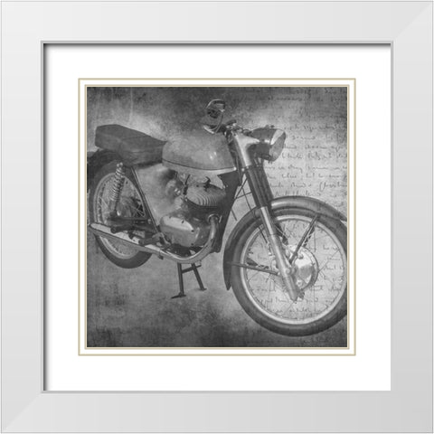 Motorcycle White Modern Wood Framed Art Print with Double Matting by Phillip, Jamie