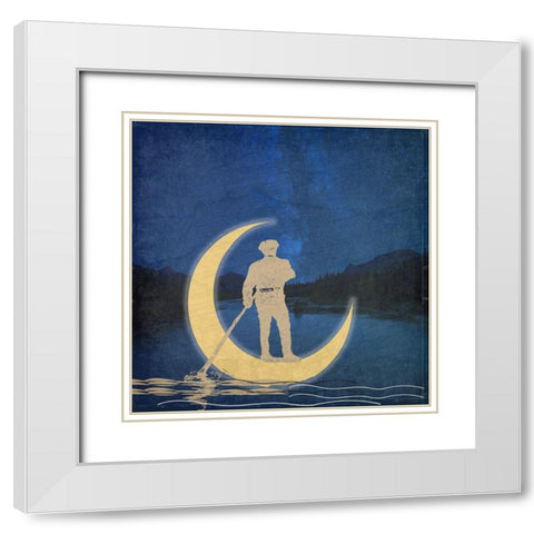 Moon Cruse White Modern Wood Framed Art Print with Double Matting by Phillip, Jamie