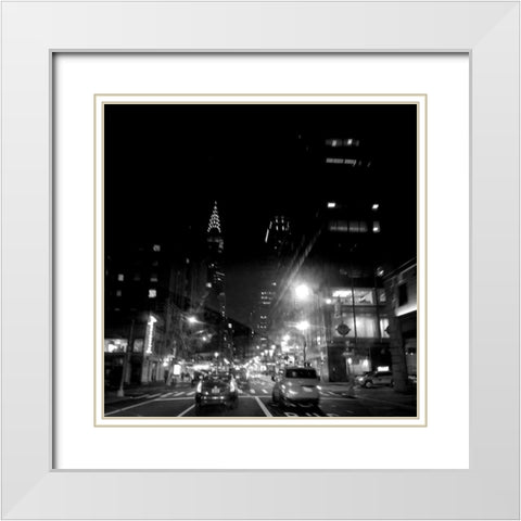 Dark Night New York White Modern Wood Framed Art Print with Double Matting by Phillip, Jamie